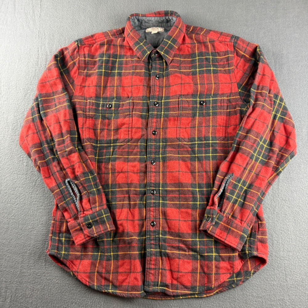 Wallace & Barnes Flannel Shirt Men's L Red Plaid J Crew Tartain Brodie Overshirt